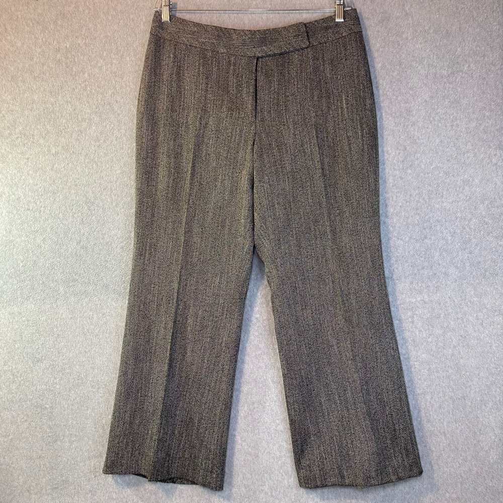 White House Black Market Flare Pants Women's 12R Gray Herringbone Contour Career